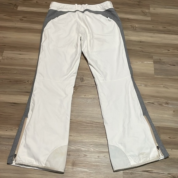 Athleta Ski Pants White Gray Zippered pockets Women’s L Adjustable Snowboarding - Picture 7 of 15